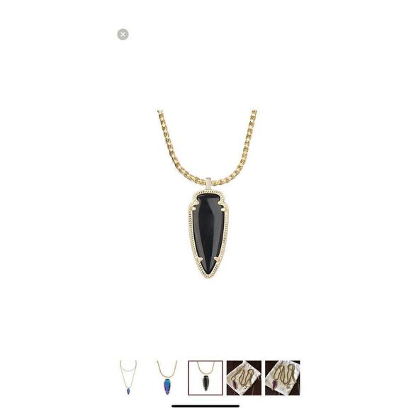 Kendra Scott Shaylee Pendant Arrow Gold Necklace Rare Vintage black iridescent - Picture 2 of 7